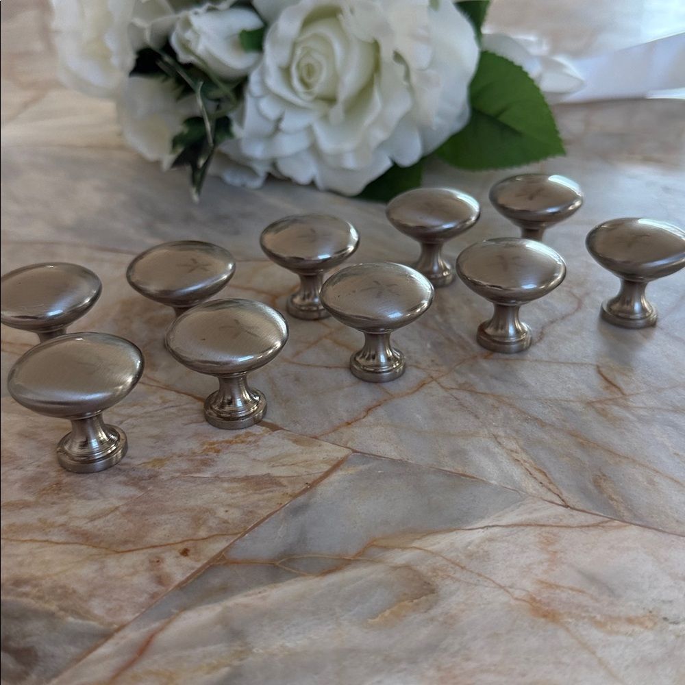 Nickel polished Silver drawer knobs‎ Buttons Set of 28